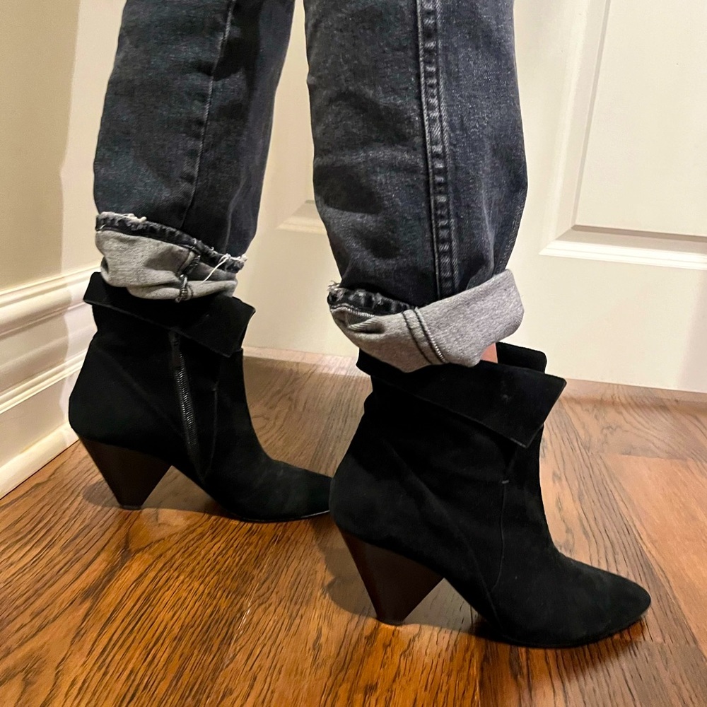 Veronica beard black suede booties